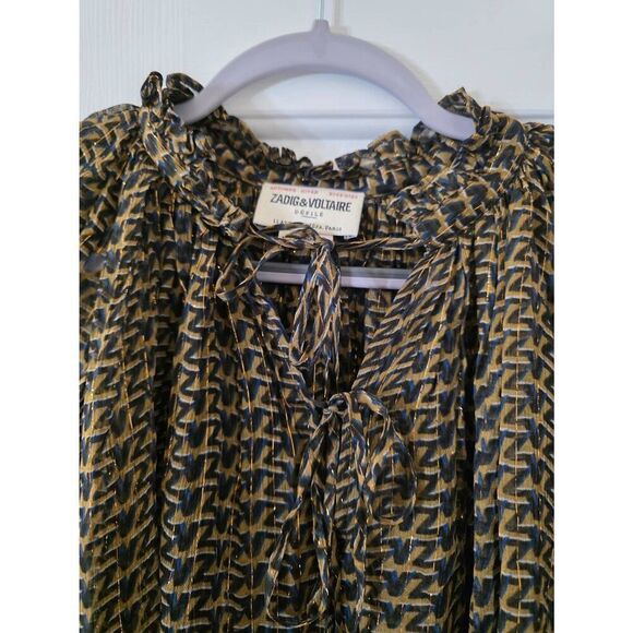 Zadig&Voltaire Tan Patterned Shirt M - Picture 4 of 12